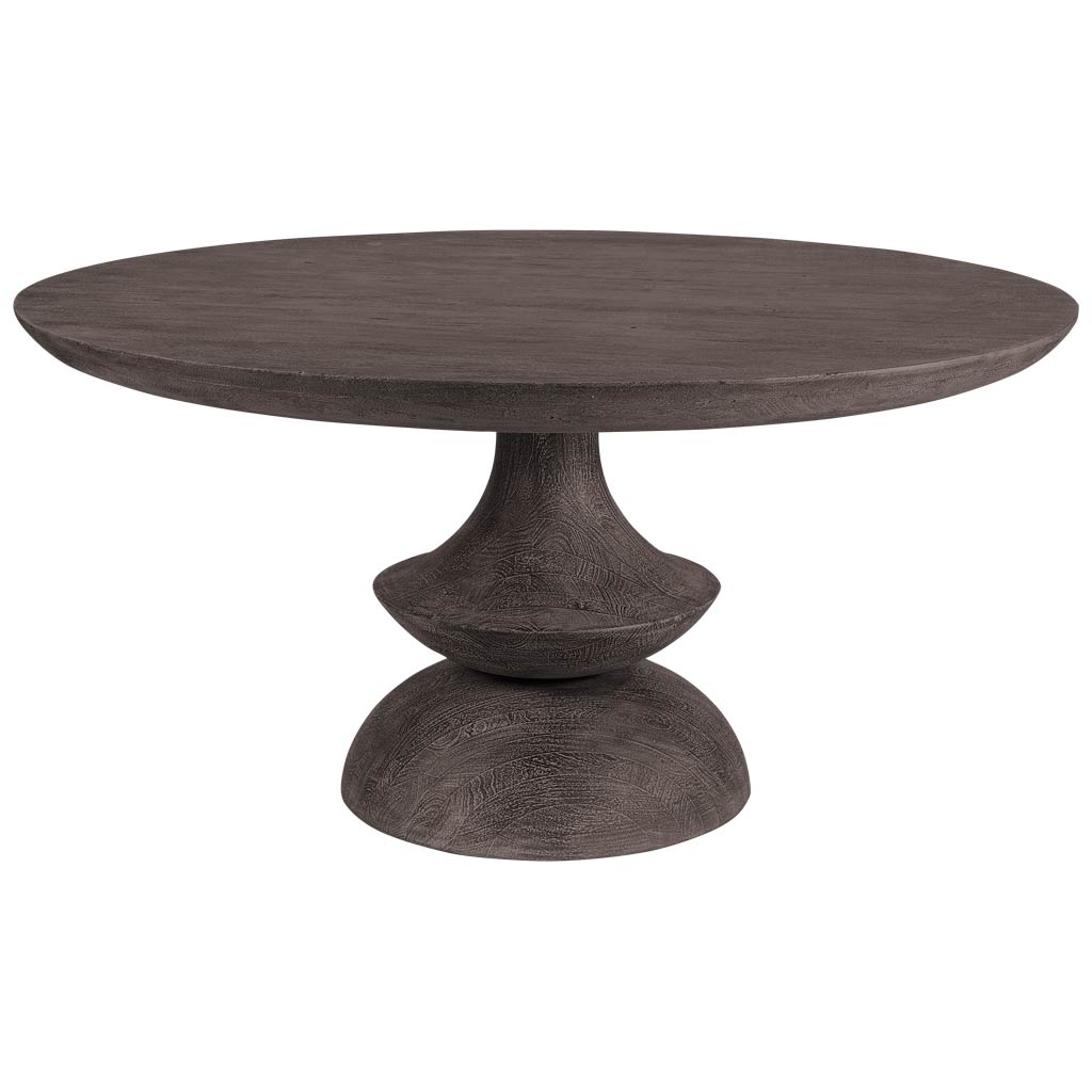 Crossman 60" Round Dark Brown/Gray Solid Wood Table Top & Base Dining Table Dining Room Mercana