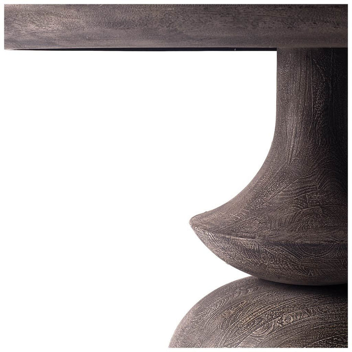 Crossman 60" Round Dark Brown/Gray Solid Wood Table Top & Base Dining Table Dining Room Mercana