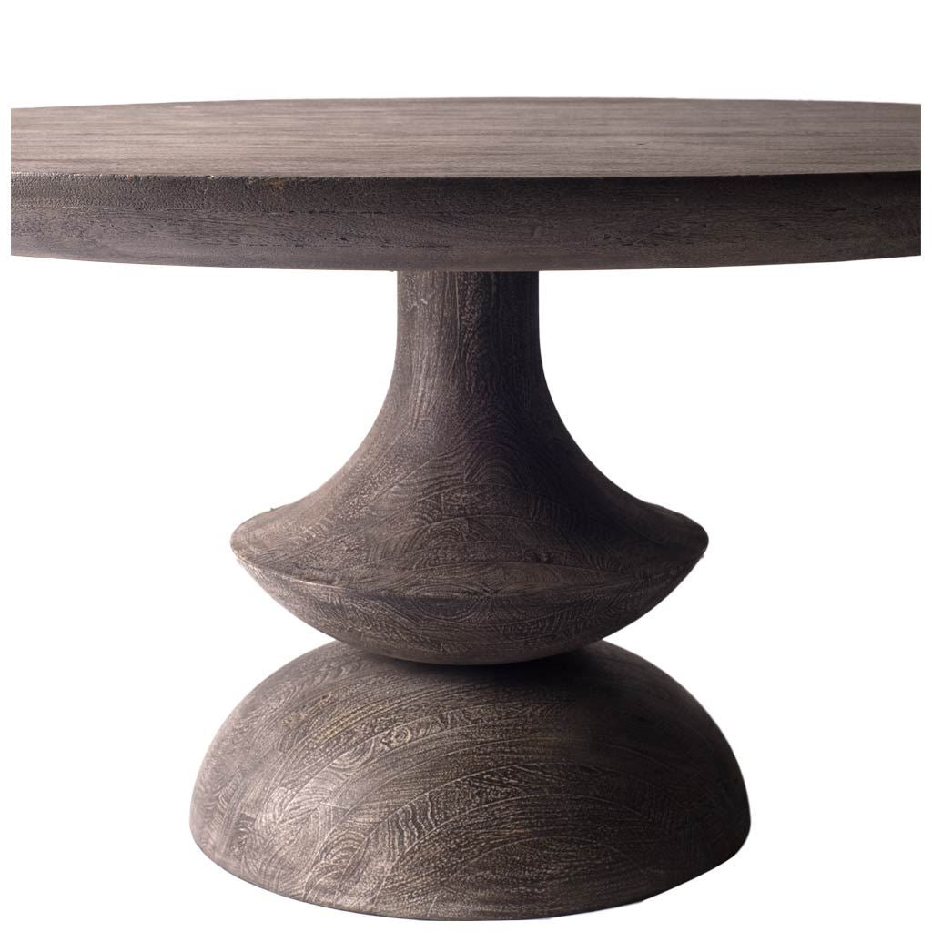 Crossman 60" Round Dark Brown/Gray Solid Wood Table Top & Base Dining Table Dining Room Mercana