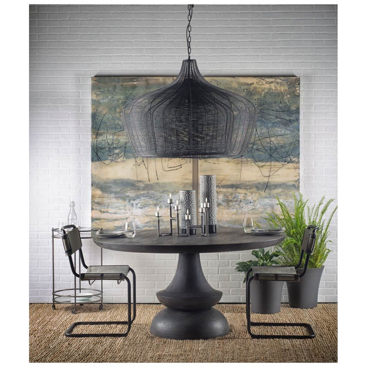 Crossman 60" Round Dark Brown/Gray Solid Wood Table Top & Base Dining Table Dining Room Mercana