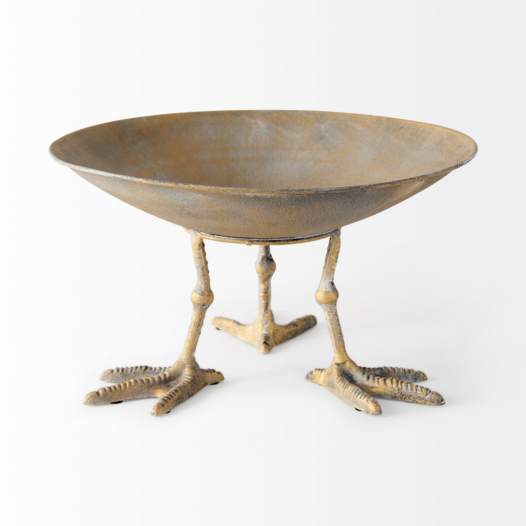 Chadwick II 13L x 13W Gold Metal Webbed Feet Bowl Decor Mercana