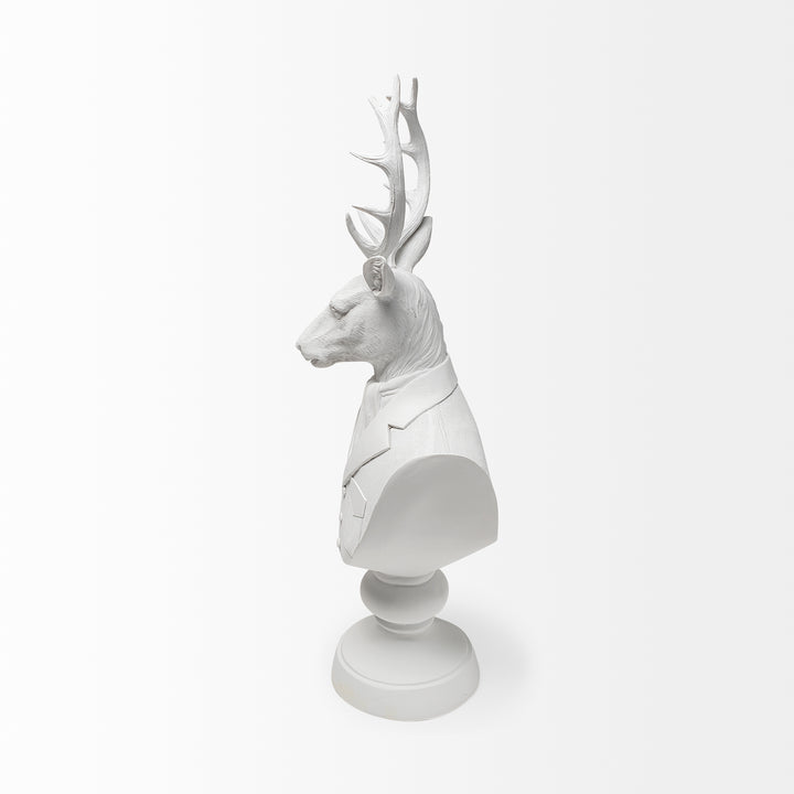 Mozart 8L x 6W White Resin Deer In A Suit Decor Mercana
