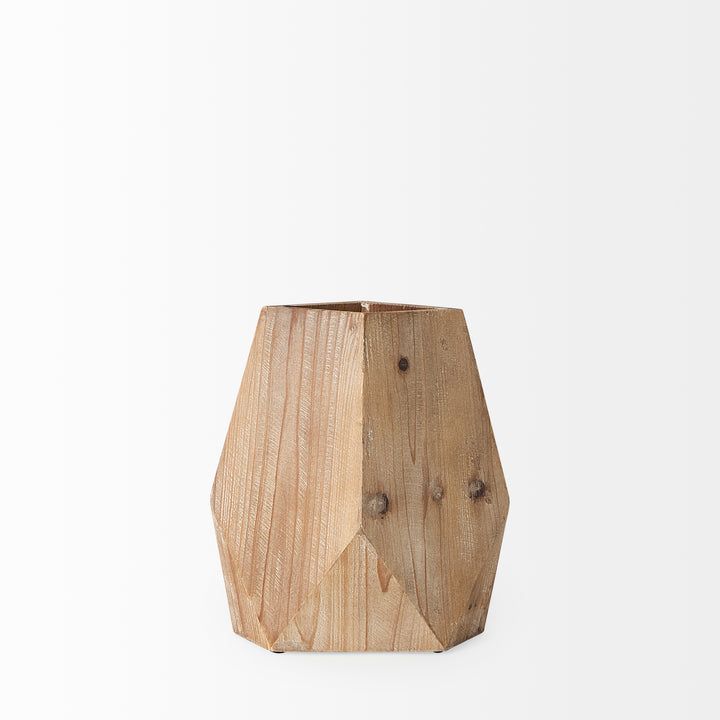 Allen III Tall Natural Wooden Base Oval Vase Decor Mercana