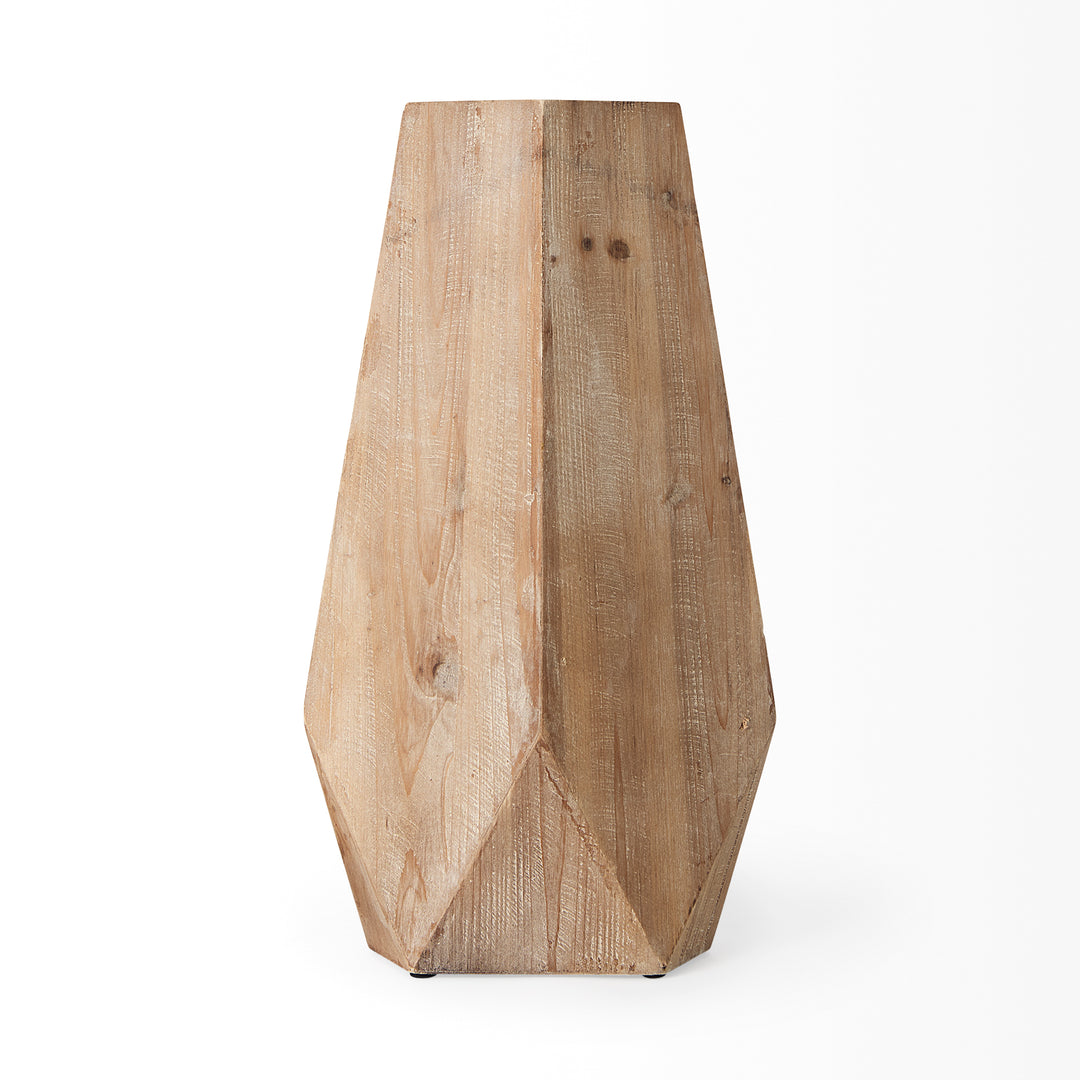 Allen I Large Natural Wooden Base Oval Vase Decor Mercana