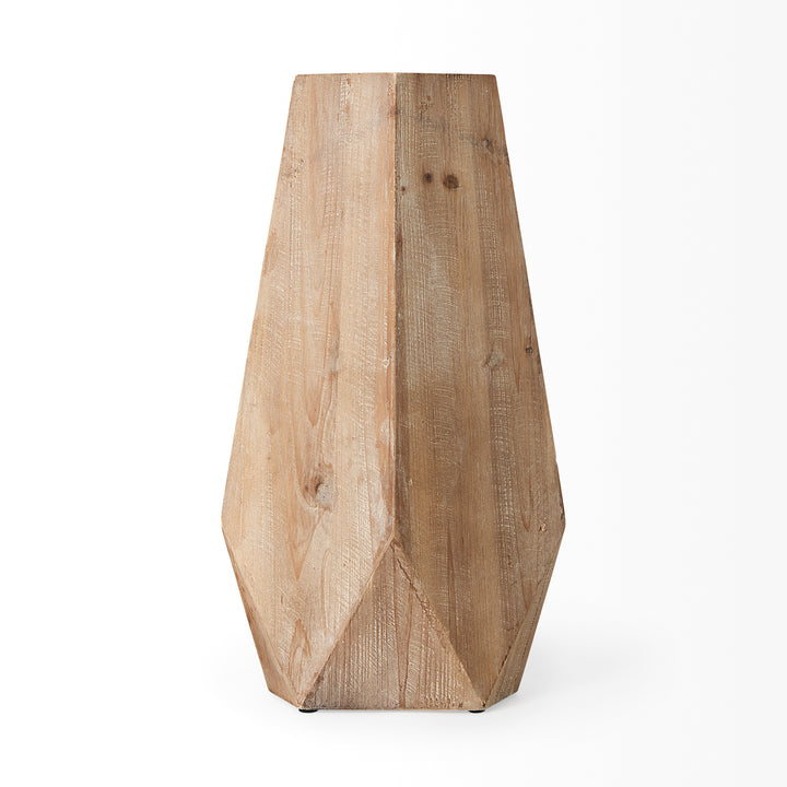 Allen I Large Natural Wooden Base Oval Vase Decor Mercana