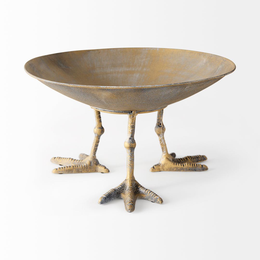Chadwick II 13L x 13W Gold Metal Webbed Feet Bowl Decor Mercana