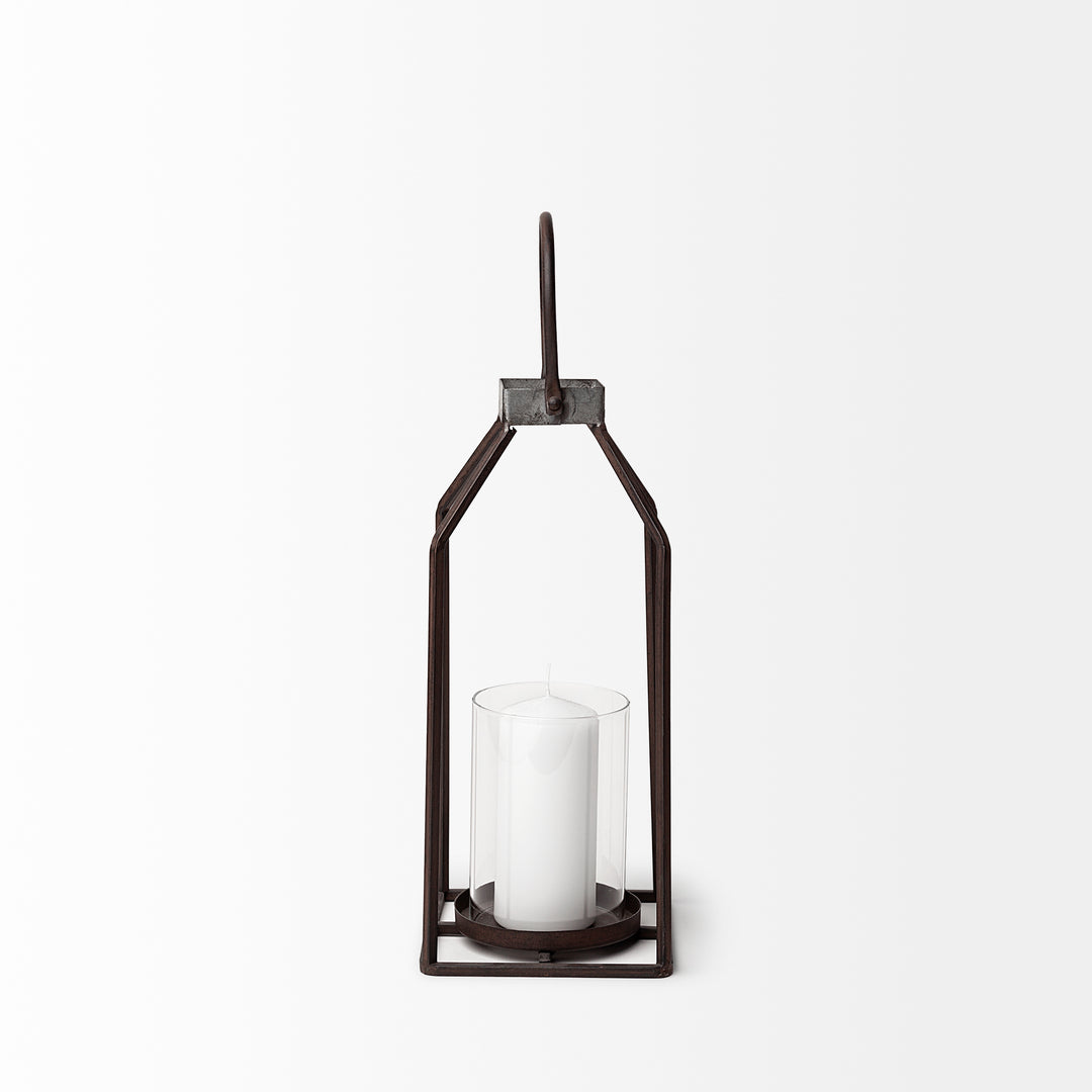 Kingston II Small Rustic Metal Framed Table Candle Holder Decor Mercana