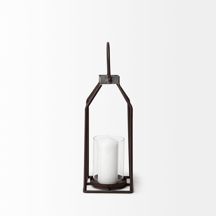 Kingston II Small Rustic Metal Framed Table Candle Holder Decor Mercana