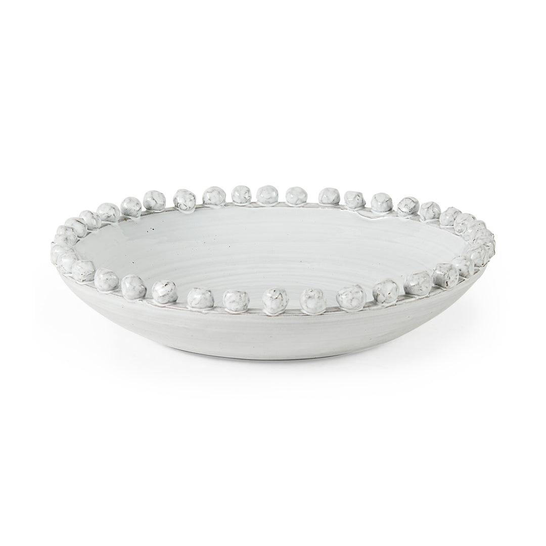Basin 16" Round Off-White Glazed Decorative Bowl Decor Mercana