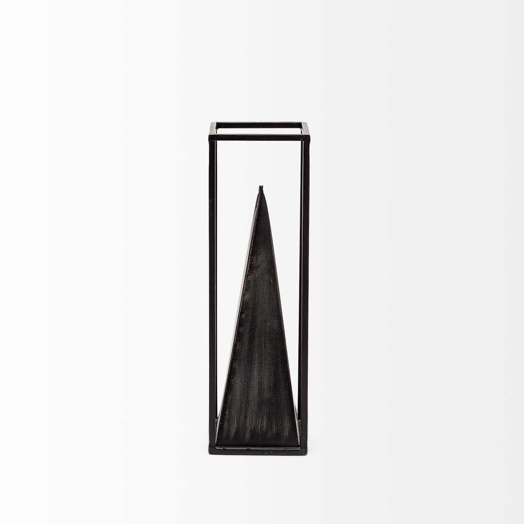 Memphis II (Medium) 4L x 4W Black Metal Pyramid In A Square Frame Decor Mercana