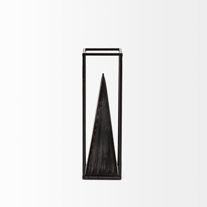 Memphis II (Medium) 4L x 4W Black Metal Pyramid In A Square Frame Decor Mercana