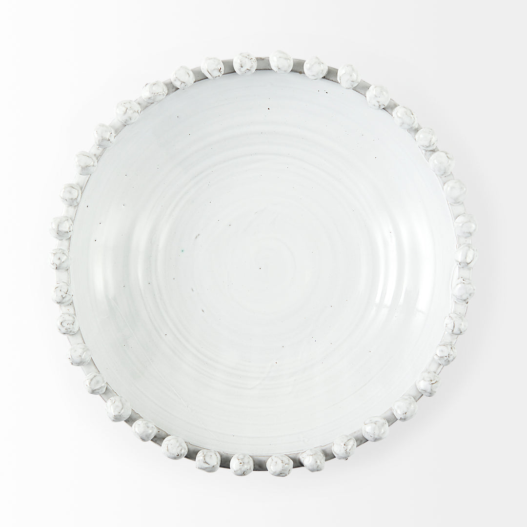 Basin 16" Round Off-White Glazed Decorative Bowl Decor Mercana