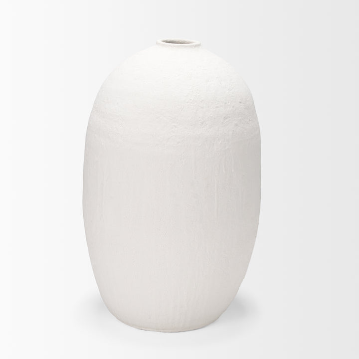 Karakum II Large White Textured Ceramic Vase Decor Mercana