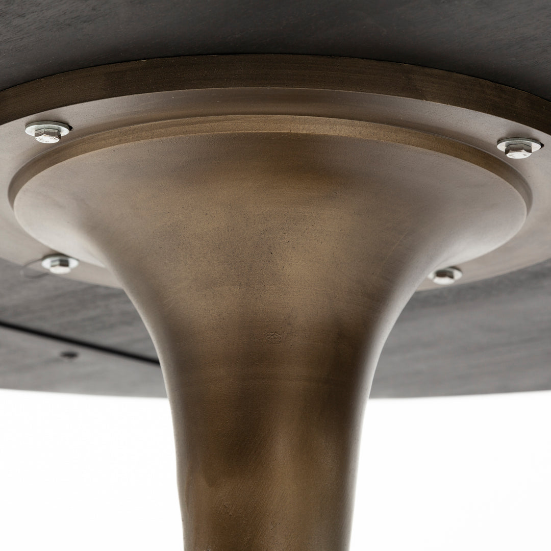 McLeod II 54 L x 54 W x 28.75 H Round Brown Solid Wood Top Gold Metal Base Dining Table Dining Room Mercana