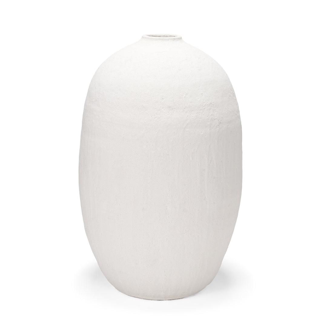 Karakum II Large White Textured Ceramic Vase Decor Mercana