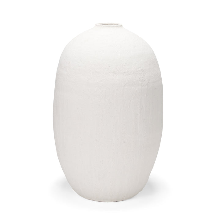 Karakum II Large White Textured Ceramic Vase Decor Mercana