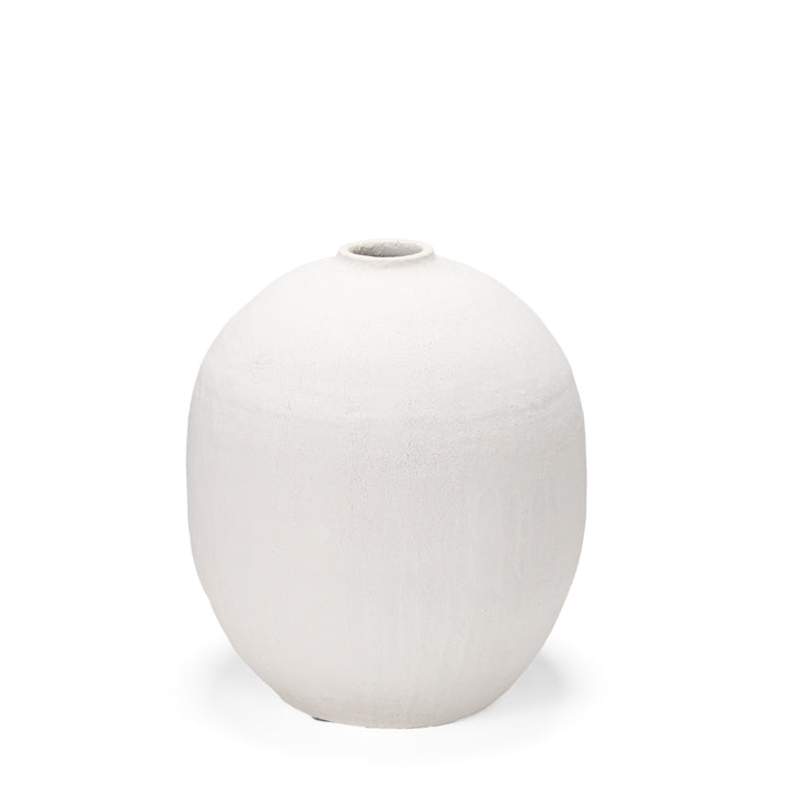 Karakum I Short White Textured Ceramic Vase Decor Mercana