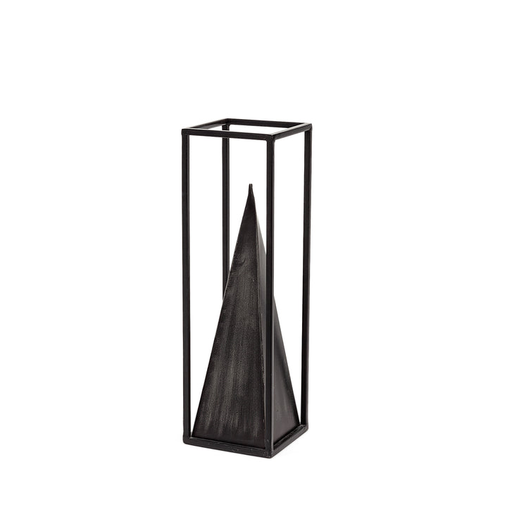Memphis II (Medium) 4L x 4W Black Metal Pyramid In A Square Frame Decor Mercana
