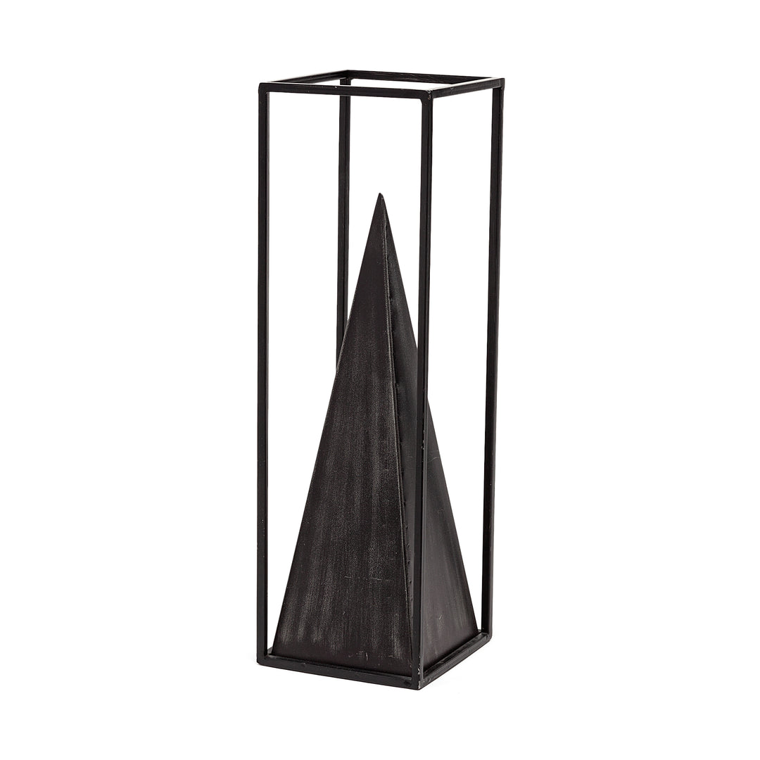 Memphis I (Large) 5L x 5W Black Metal Pyramid In A Square Frame Decor Mercana