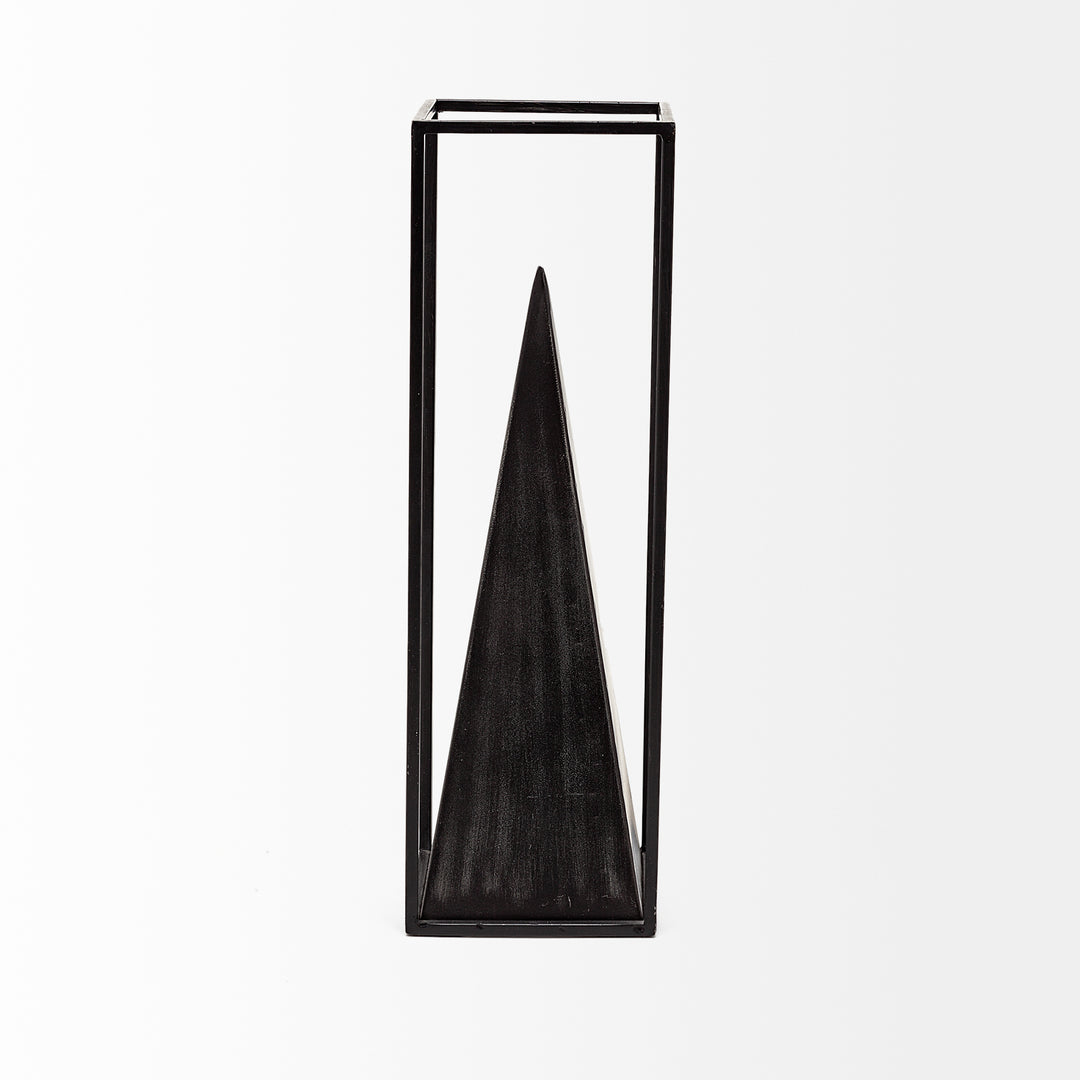 Memphis I (Large) 5L x 5W Black Metal Pyramid In A Square Frame Decor Mercana