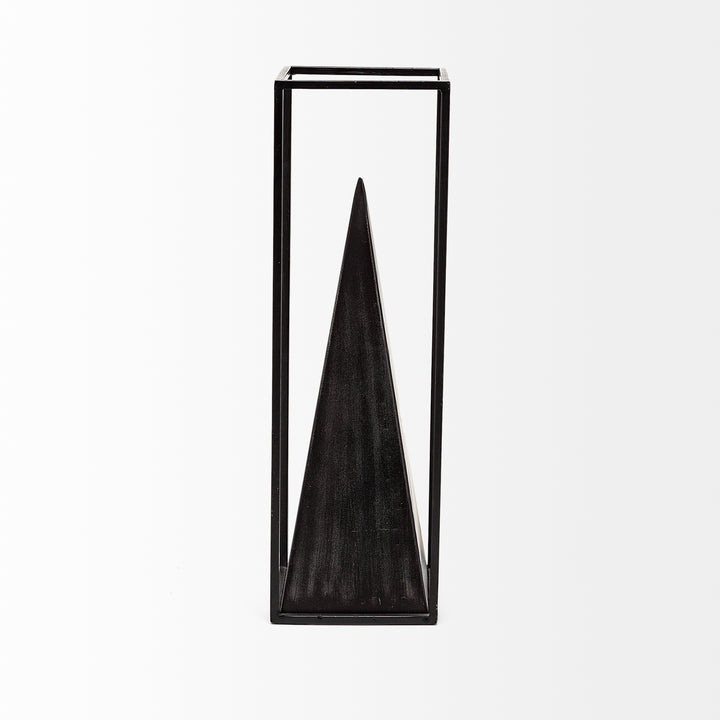 Memphis I (Large) 5L x 5W Black Metal Pyramid In A Square Frame Decor Mercana