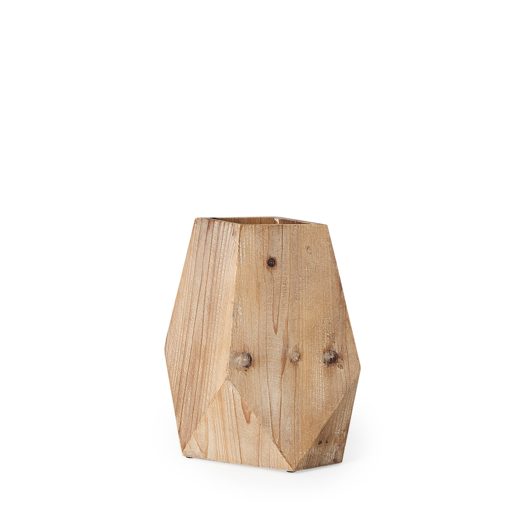 Allen III Tall Natural Wooden Base Oval Vase Decor Mercana