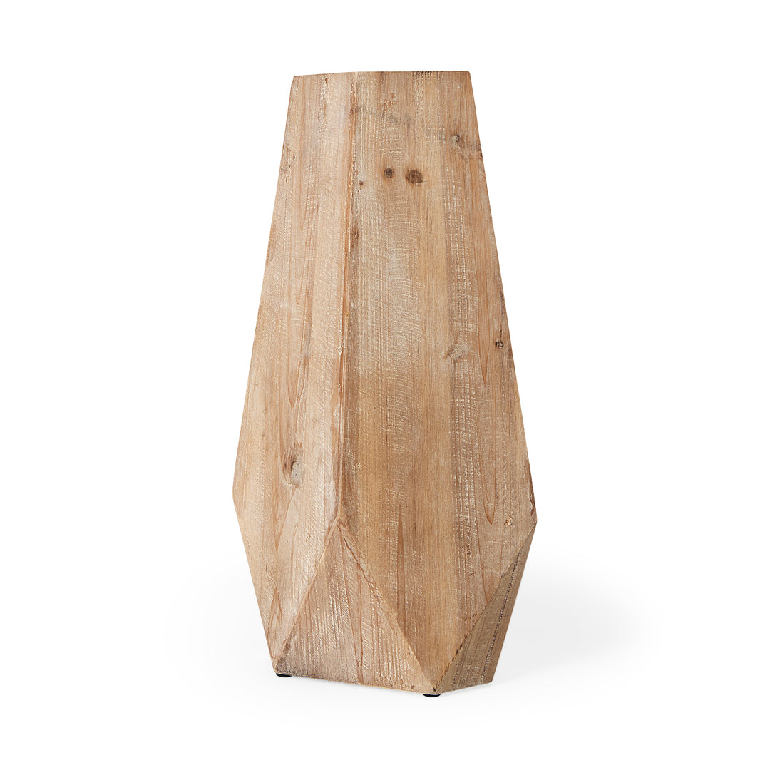 Allen I Large Natural Wooden Base Oval Vase Decor Mercana