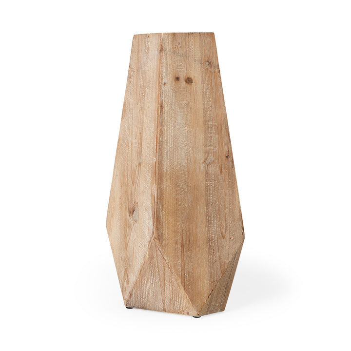 Allen I Large Natural Wooden Base Oval Vase Decor Mercana
