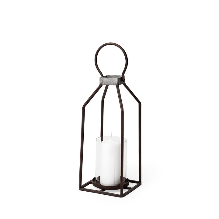 Kingston II Small Rustic Metal Framed Table Candle Holder Decor Mercana