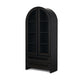 Gehry Dark Brown Metal Brown Wood and Glass Door Display Cabinet Living Room Mercana