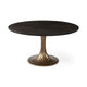 McLeod II Round Brown Solid Wood Top Gold Metal Base Dining Table Dining Room Mercana