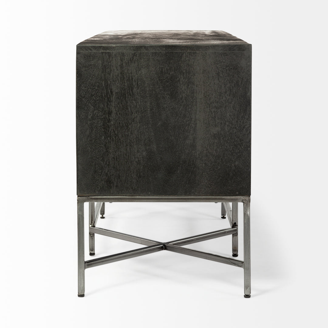 Hogarth I Dark Brown Solid Wood TV Stand Media Console with Storage, TV up to 81" Living Room Mercana