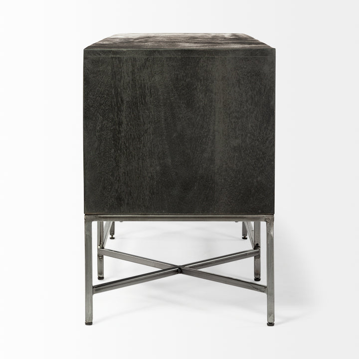 Hogarth I Dark Brown Solid Wood TV Stand Media Console with Storage, TV up to 81" Living Room Mercana