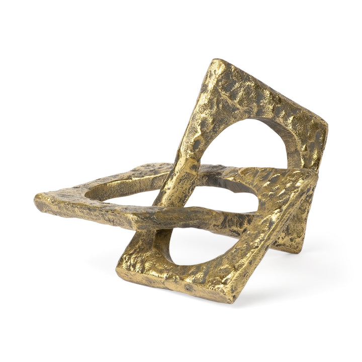 Delaunay I (Large) 10L X9W Gold Hammered Metal Interlinked Patterned Decor Mercana
