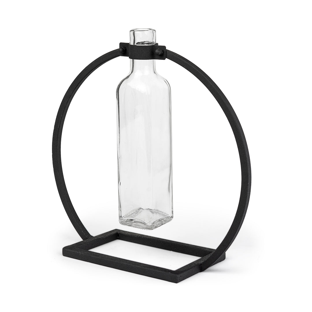 Monica II Tall Black Metal Glass Bottle Vase Decor Mercana