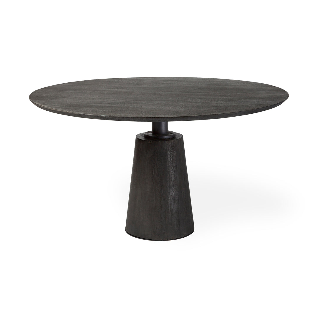 Maxwell 54" Brown Solid Wood Top Brown Metal/Wood Base Dining Table Dining Room Mercana