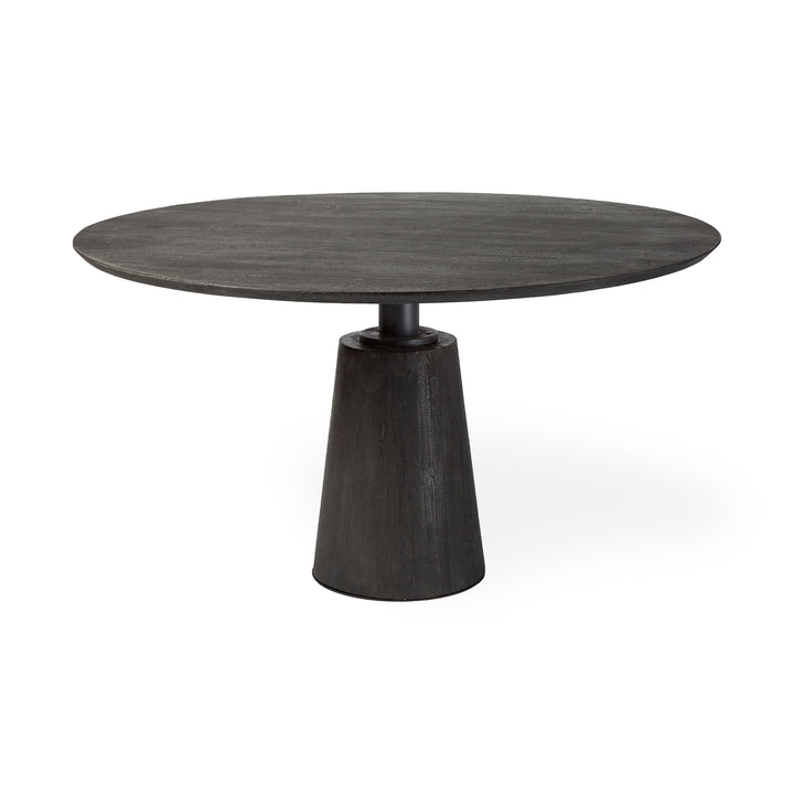 Maxwell 54" Brown Solid Wood Top Brown Metal/Wood Base Dining Table Dining Room Mercana