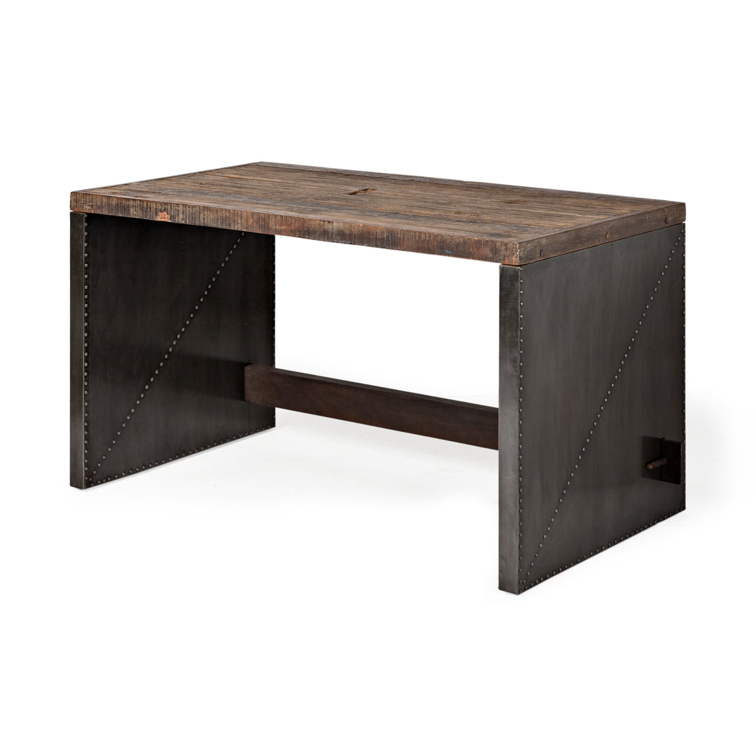 Orwell 52L x 28W Brown Wood Top Metal Cladded Frame Office Desk Home Office Mercana