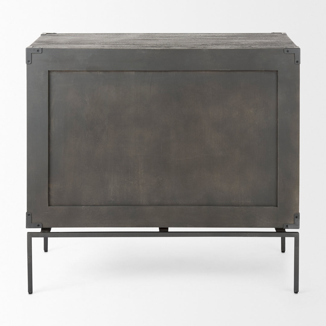 Ward 34L x 18W Brown Wood and Iron 3 Drawer Accent Cabinet Decor Mercana