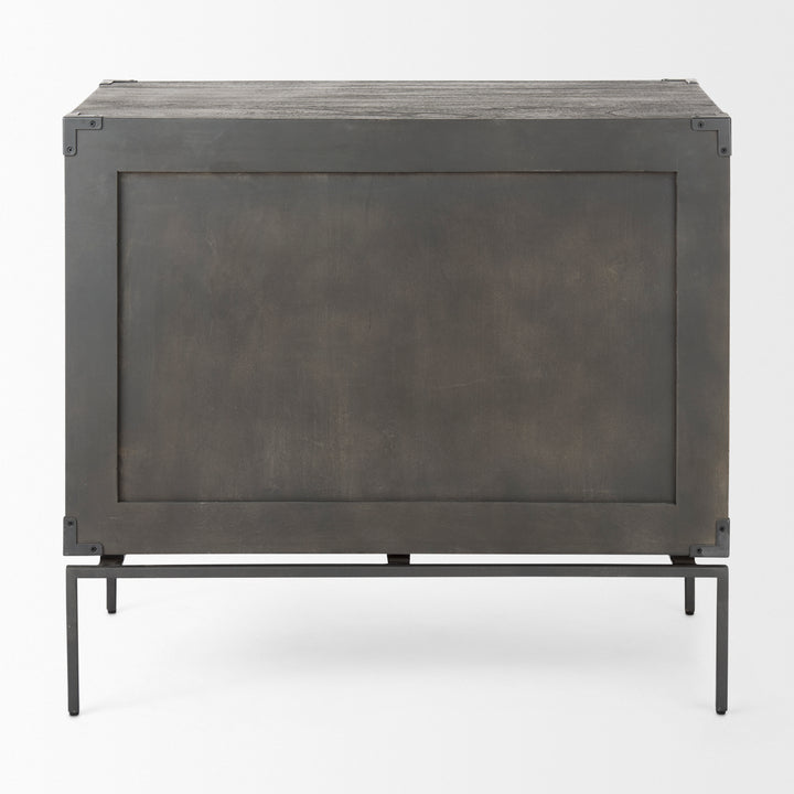 Ward 34L x 18W Brown Wood and Iron 3 Drawer Accent Cabinet Decor Mercana