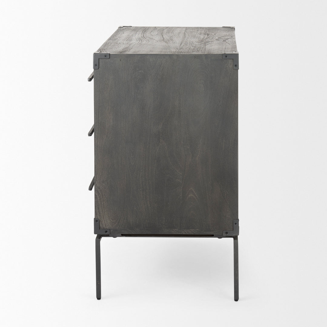 Ward 34L x 18W Brown Wood and Iron 3 Drawer Accent Cabinet Decor Mercana