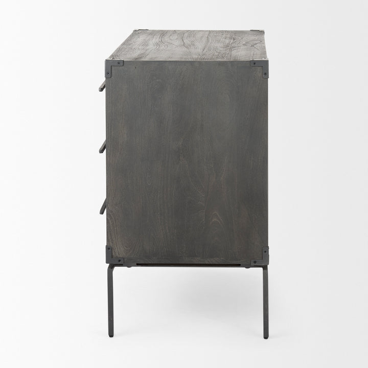 Ward 34L x 18W Brown Wood and Iron 3 Drawer Accent Cabinet Decor Mercana