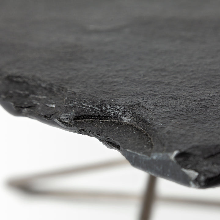 Pinera 37"x33" Black Slate With Iron Base Coffee Table Living Room Mercana