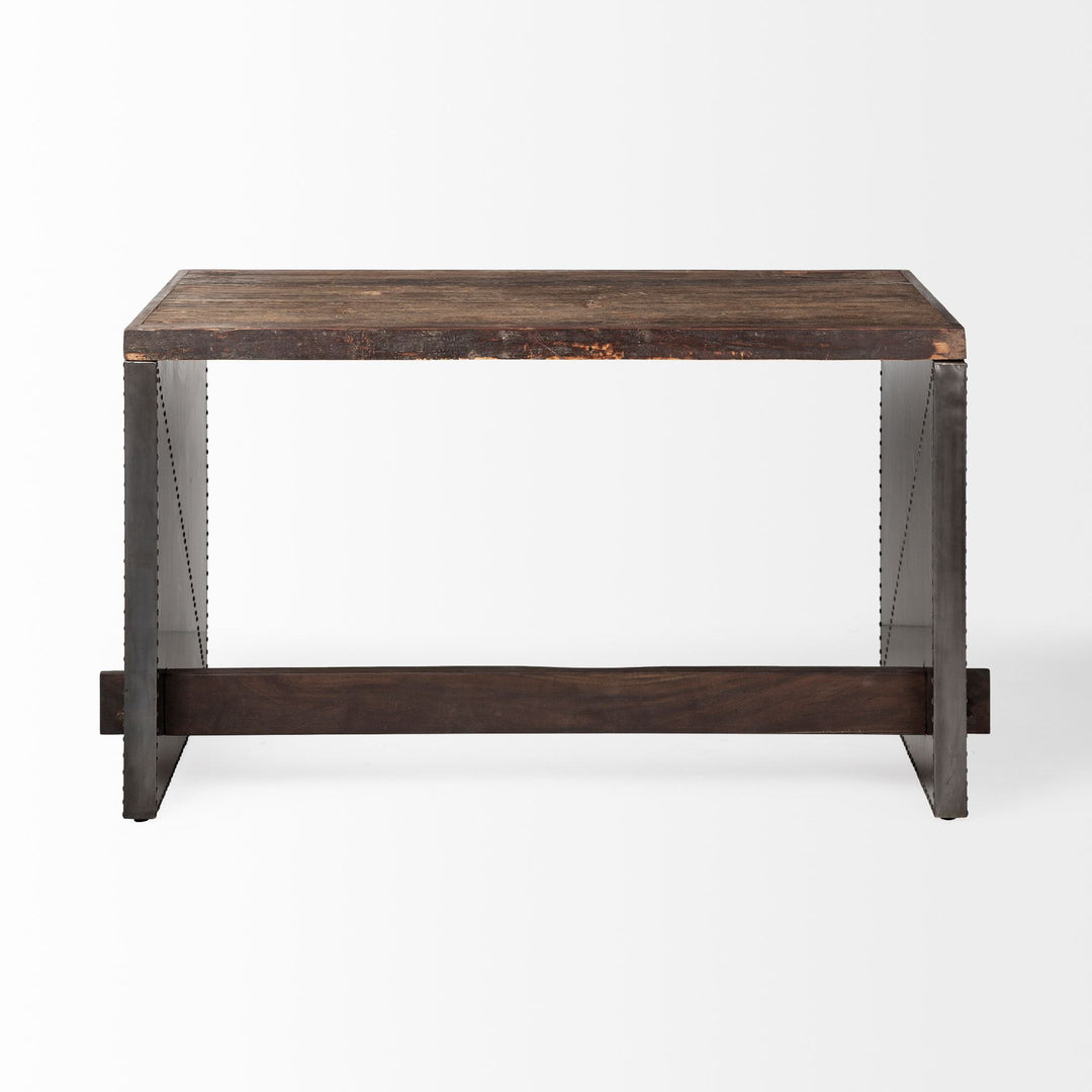 Orwell 52L x 28W Brown Wood Top Metal Cladded Frame Office Desk Home Office Mercana