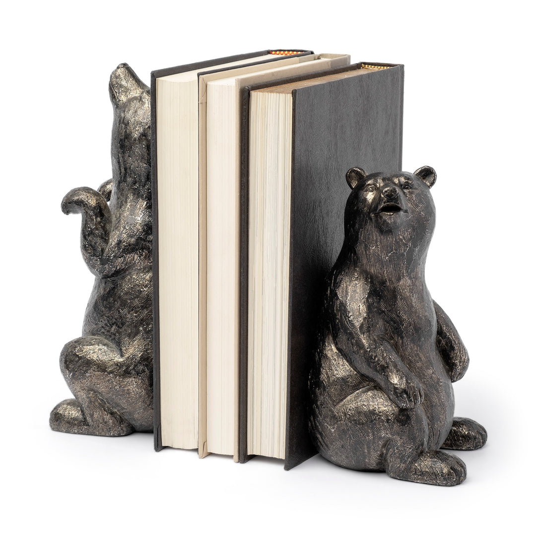 Sleuth (Set of 2) 9L x 8W Grizzly Bear Bookends Decor Mercana