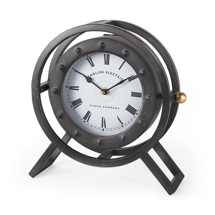 Gaston Gray Metal Circular Table Clock Decor Mercana