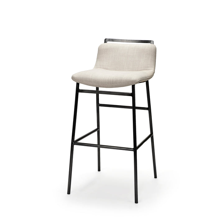 Kavalan 33.5" Total Height Beige Upholstered Seat Gray Metal Frame Counter Stool Dining Room Mercana