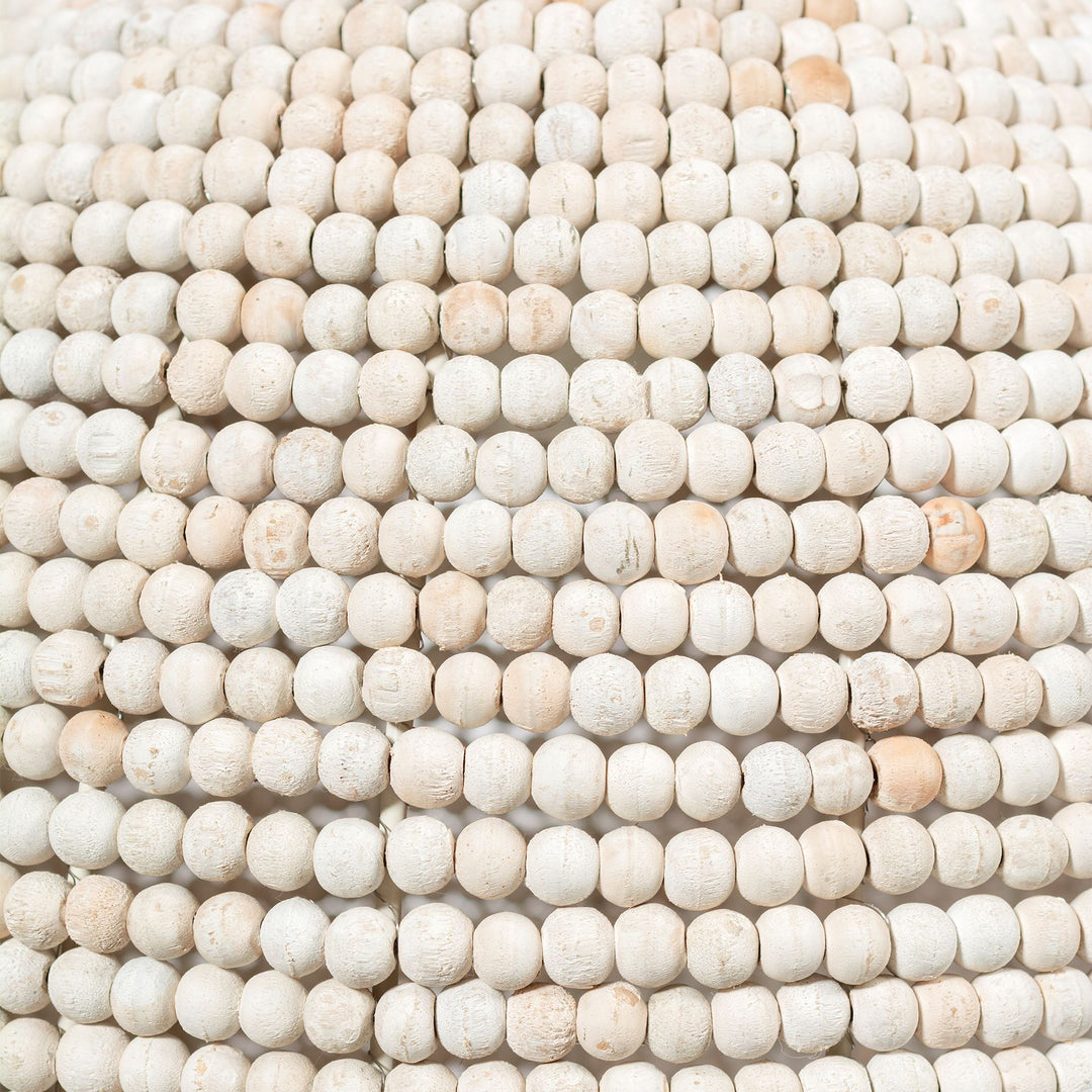 Theta 15.5x14.5 White-Washed Wood Beaded Pendant Light Decor Mercana