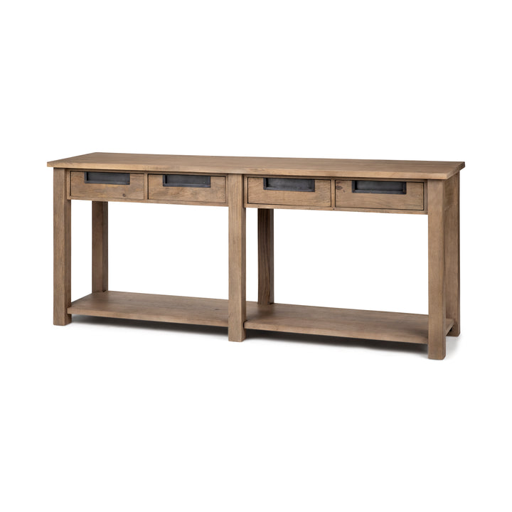 Harrelson III 72L x 18W Brown Wood 4 Drawer Console Table Dining Room Mercana