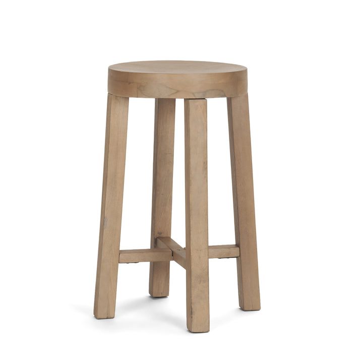 Brahma 26" Total Height White Washed Wood Stool Dining Room Mercana